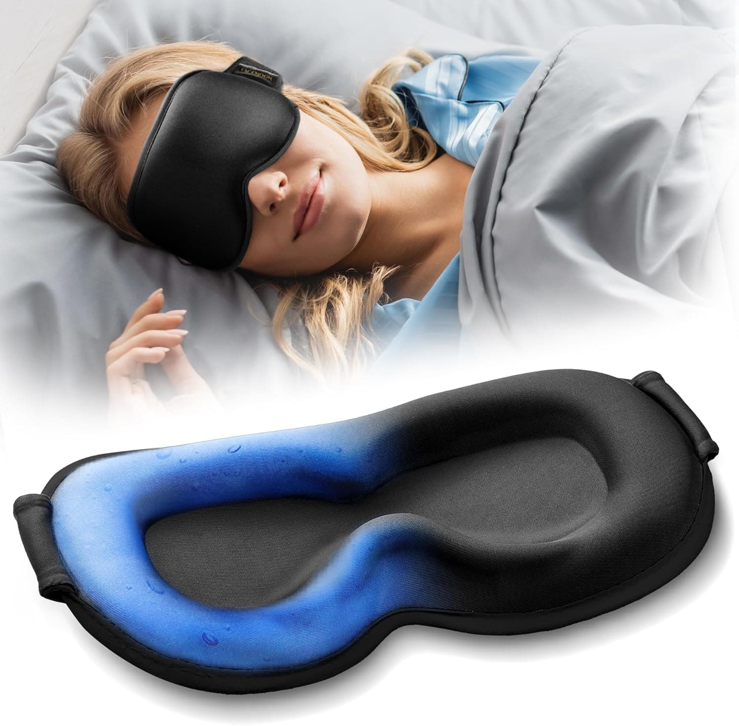 3D Cooling Gel Weighted Eye Mask 6oz Blackout Sleep Mask for Puffy Eyes & Sleeping