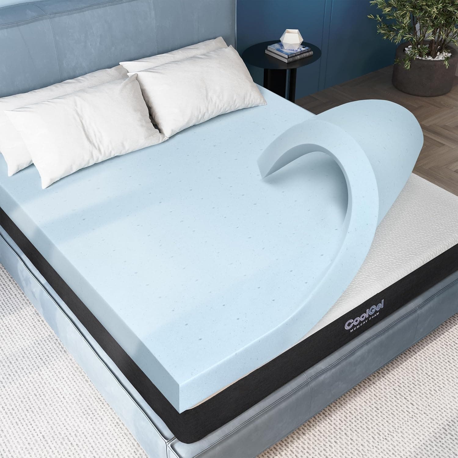 COOL GEL Memory Foam Mattress Topper, Gel Infused, Plush and Supportive, CertiPUR Certified (2-inch + Cool Gel