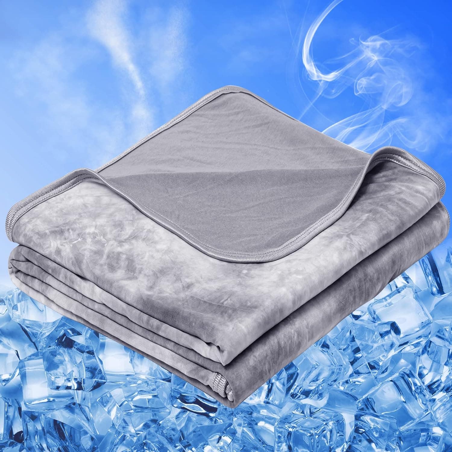 inhand Cooling Blanket Queen 90x90, Absorbs Heat for Summer Night Sweats, Gray