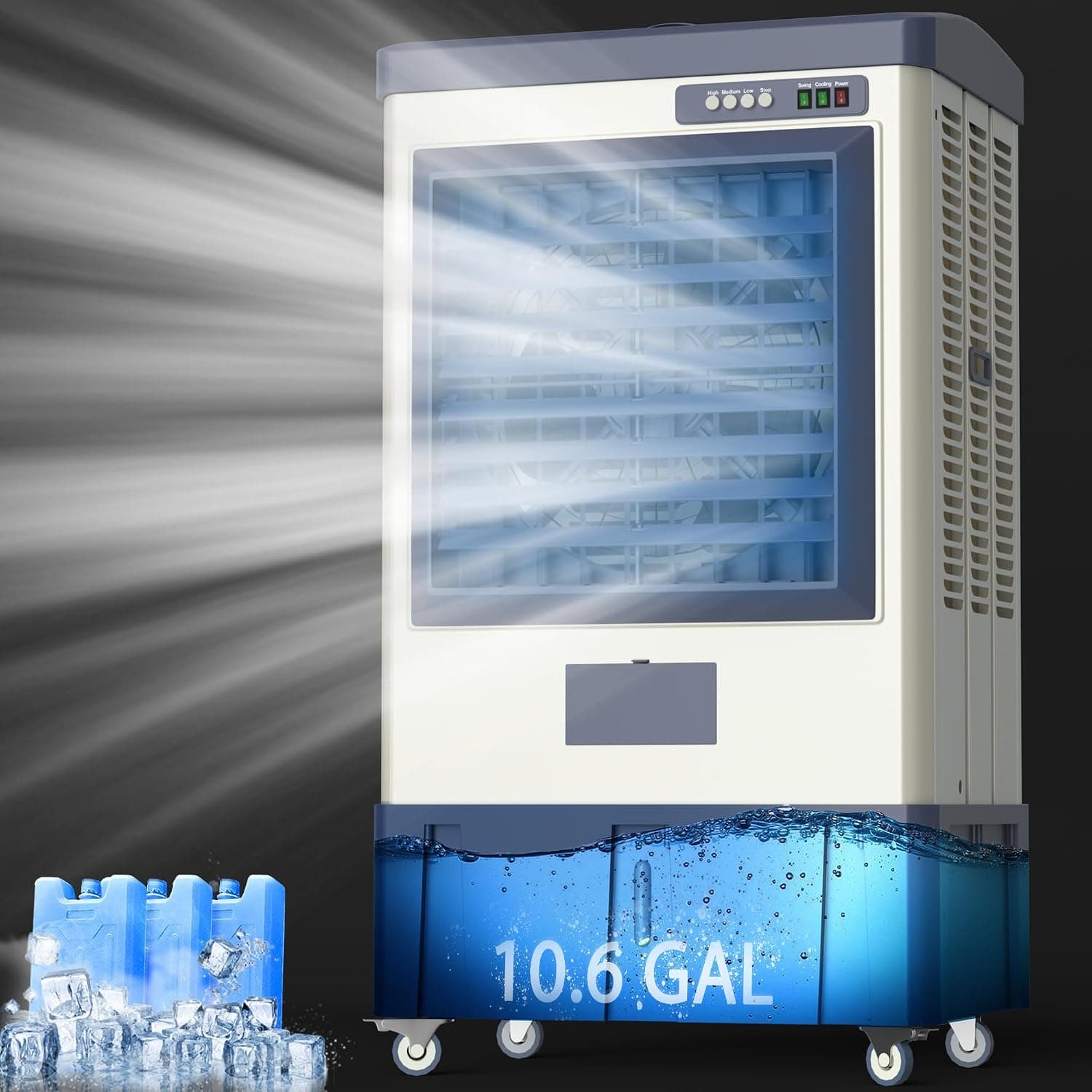 Landeagle Swamp Cooler, 4800CFM Portable Evaporative Air Cooler, Auto Fill, 10.6 Gal Tank, 120 Oscillation, 41 Inch