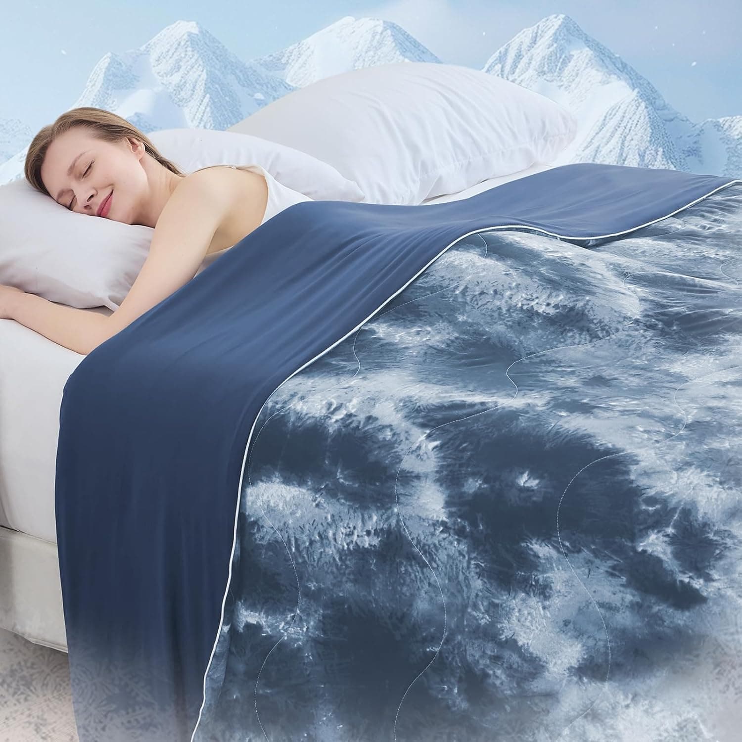 Cushious Cooling Comforter Twin Size, Double Sided Cooling Blanket for Hot Sleepers, Breathable Lightweight Summer