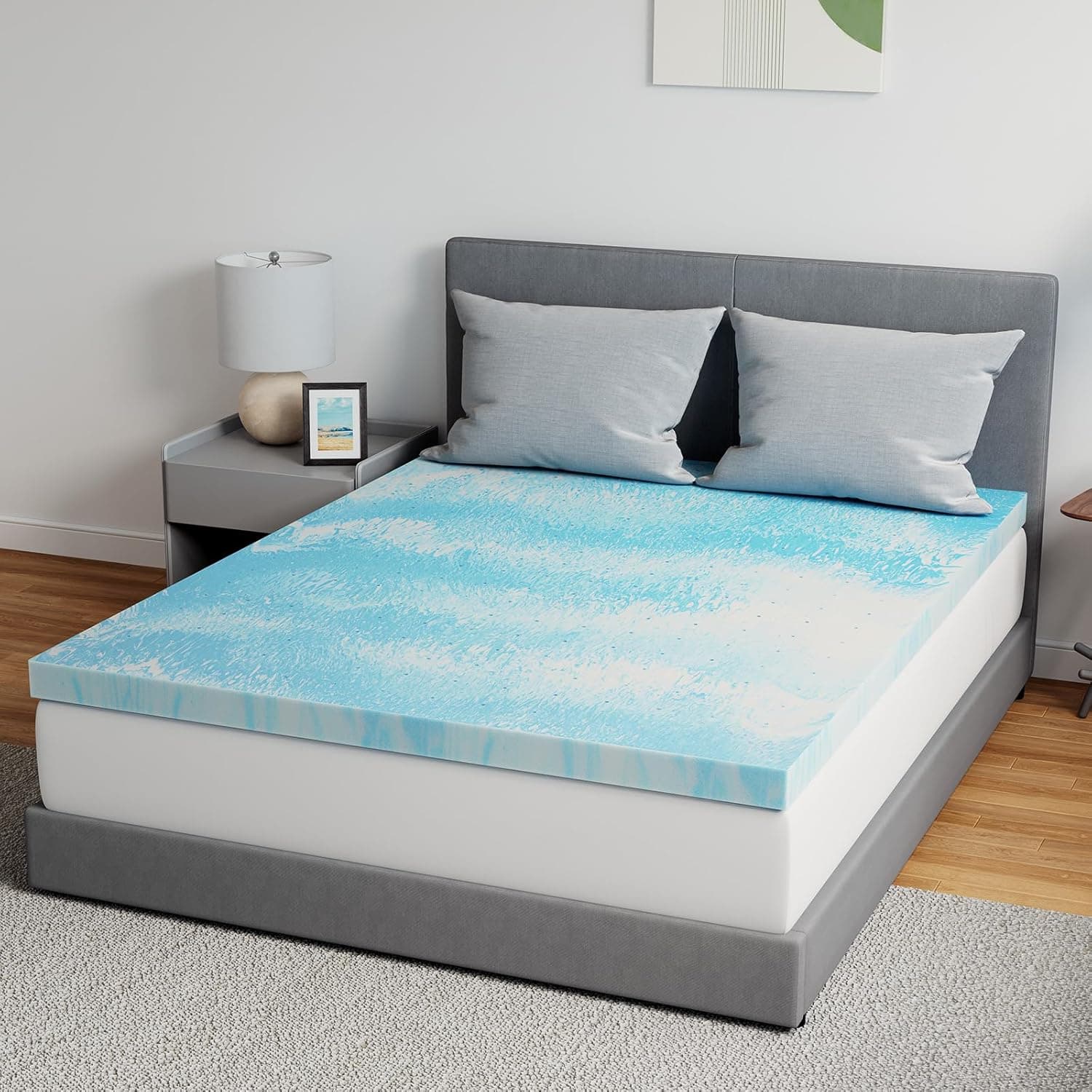 Novilla Memory Foam Mattress Topper Queen - 3 Inch Cooling Gel Infused, CertiPUR Certified
