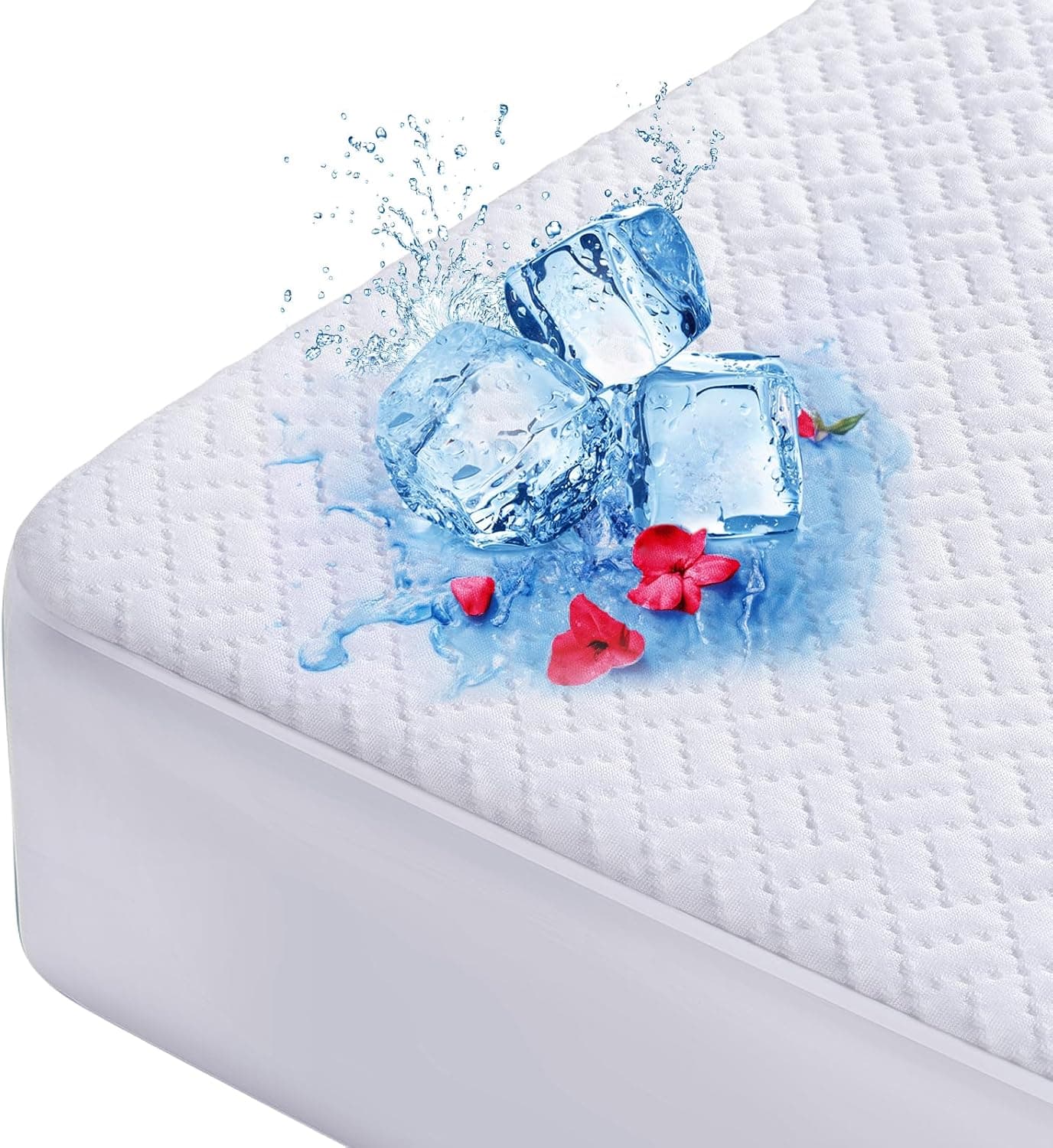 Cooling Waterproof Mattress Protector Queen, 3D Air Fabric Pad, Deep Pocket