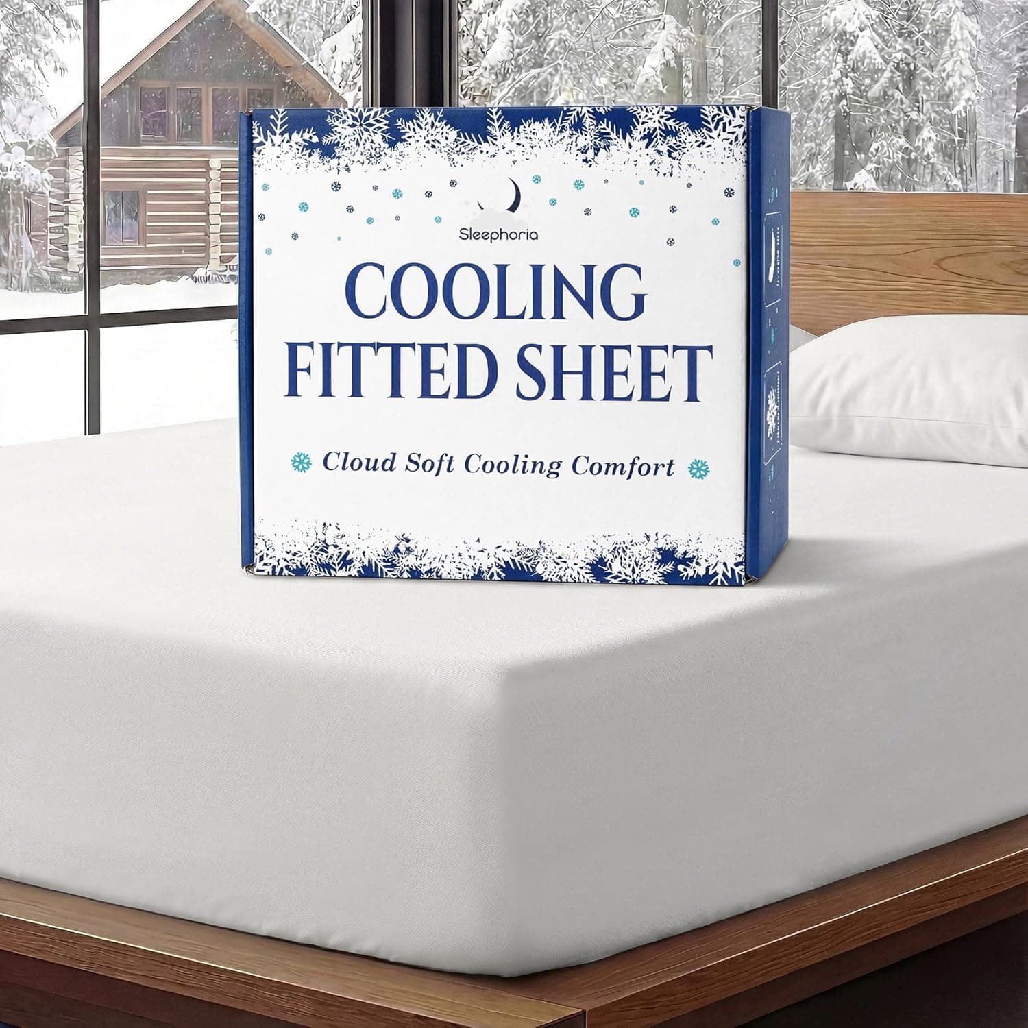 SLEEPHORIA Cooling Fitted Sheet Full Size - 1 PC BreezeWeave Cooling Sheets for Hot Sleepers & Cool Rest w/ 16 in Deep Pocket - Corner Straps, Cloud Soft - 52 x 72 in (White)