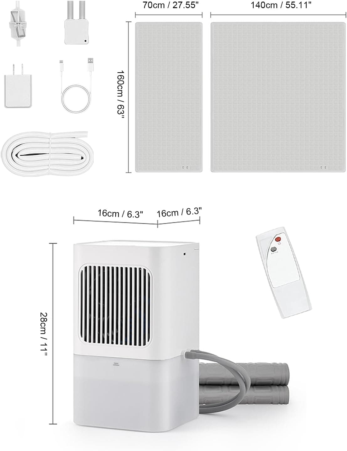 Water Cooling Mattress Pad, Bed Cooling System, Portable Bed Chiller with Remote, Cool Sleep (63x27.55)