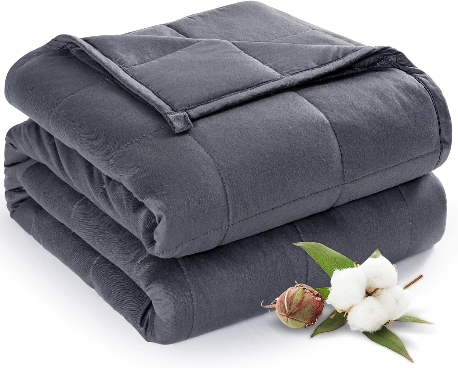 Sivio Weighted Blanket for Adults 100% Cotton, Cooling Summer Heavy Blanket with Premium Glass Beads (15 lbs, 