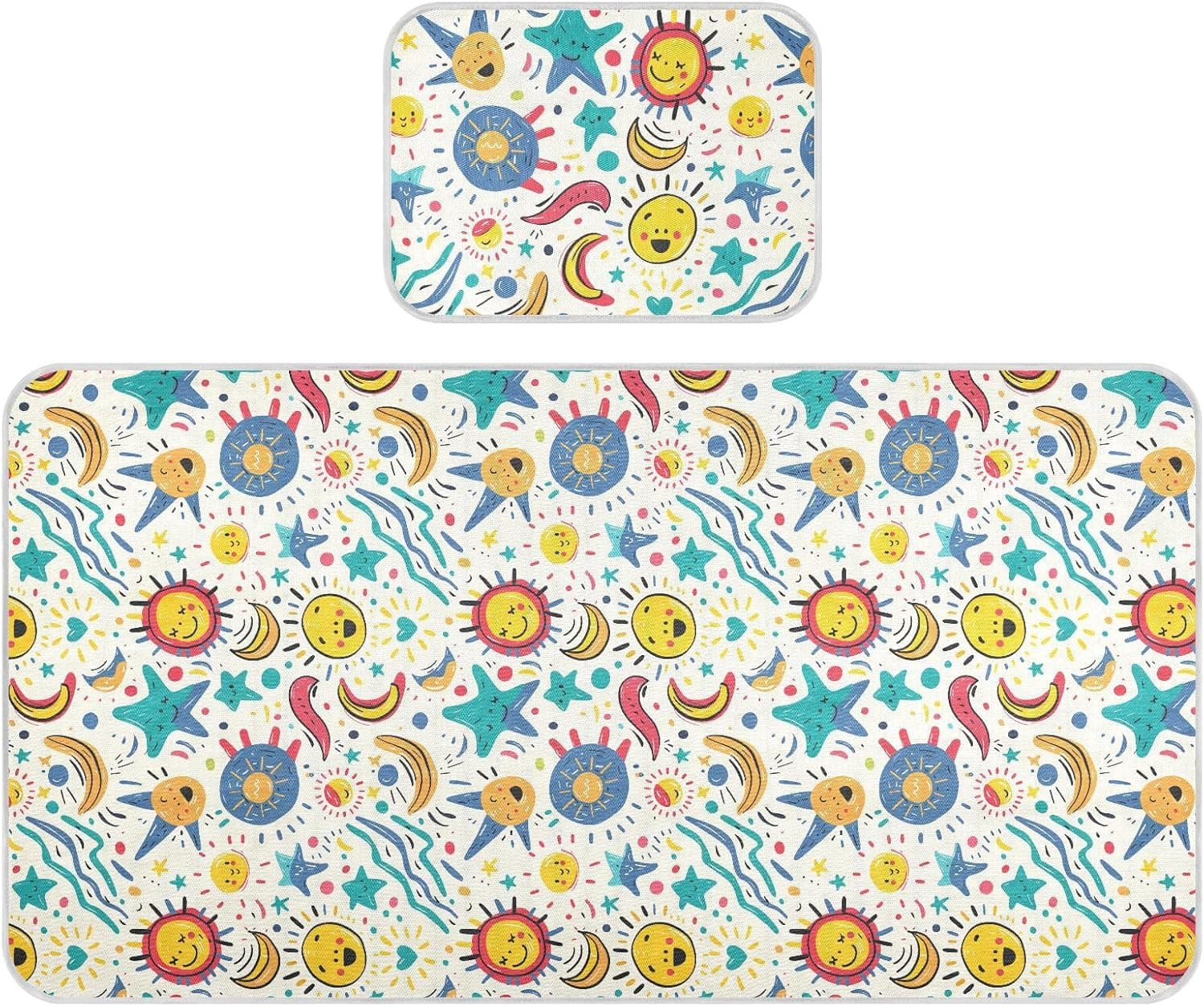 Cooling Baby Crib Mattress Protector 28"x52", Breathable Bed Pads, Sun Clouds