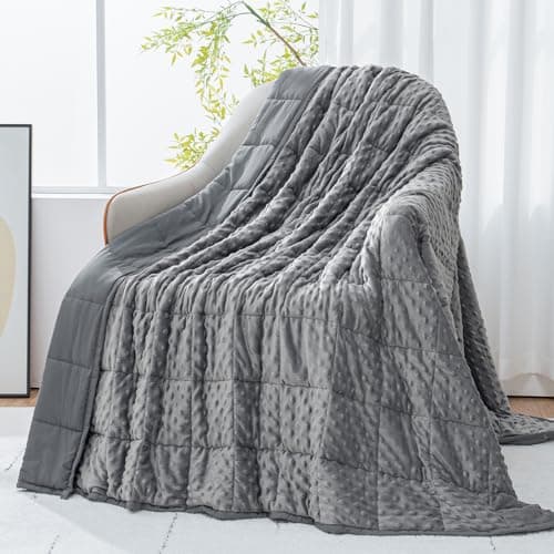 Cottonblue Weighted Blanket 20lbs for Adults Queen Size, 60 x 80in Grey | Cooling Breathable Microfiber, Minky Dots Heavy Blanket for Deep Sleep and Relaxation, Washable All-Season Soft Cozy Throw