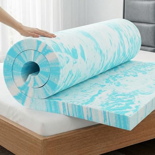 OLIXIS 3 Inch Queen Cooling Gel Infused Memory Foam Mattress Topper Bed Pad | CertiPUR-US Certified, Soft Ventilated Pressure Relieving Bed Pad in a Box, Breathable Plush Feel