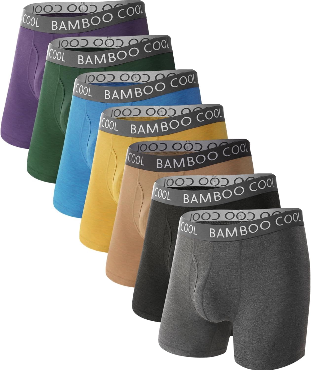 BAMBOO COOL Men's Cooling Underwear Ultra Soft Breathable Boxer Briefs Pack | 92% Viscose From Bamboo, Softer and Cooler Than Cotton, Moisture Wicking, No Riding Up