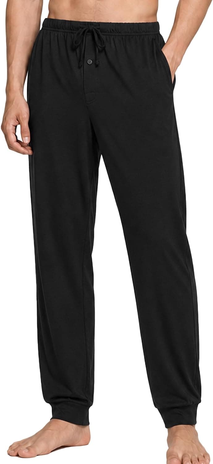 U2SKIIN Men's Jogger Pajama Pants Made from Bamboo Viscose Cotton (Black)