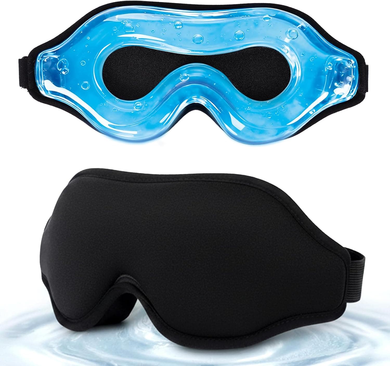 3D Cooling Gel Eye Mask Blackout Adjustable Contoured Blindfold for Side Sleepers