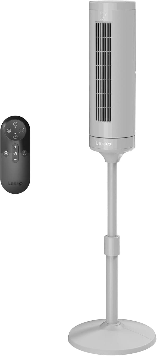Lasko Elevation Tower Fan with Remote, Adjustable Height 42 to 54 inch, Oscillating, 8 Quiet Speeds, EST115