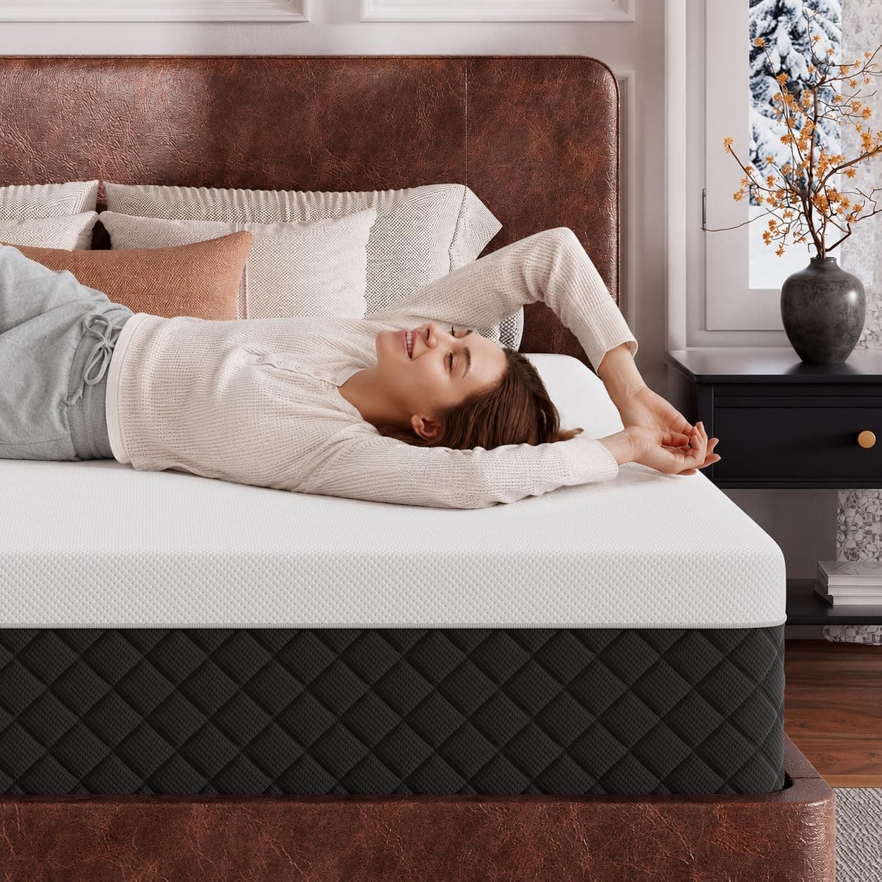 Queen Memory Foam Mattress 12" Extra Firm Cooling Gel, Motion Isolation, Fiberglass-Free, CertiPUR-US, 365-Night Trial
