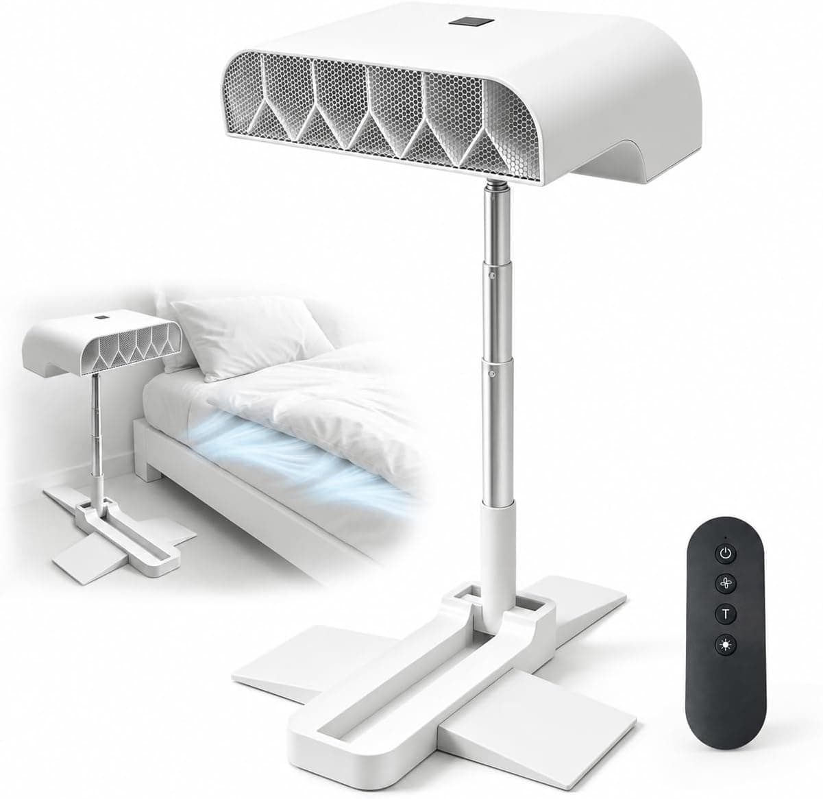 FirasKamal Bed Fan Under Sheets, Cooling Bed Fan with 5 Speeds, Rechargeable with Remote for Hot Sleepers
