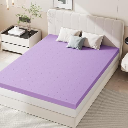 Sweetcrispy 3 Inch Queen Cooling Gel Memory Foam Mattress Topper | Mattress Pad for Pressure Relief, Breathable Bed Topper, CertiPUR-US Certified, Purple